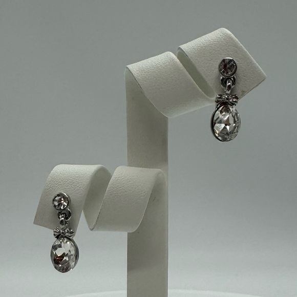 Crystal Post Drop Earrings Made with Swarovski Crystals in Silver - Picture 3 of 7